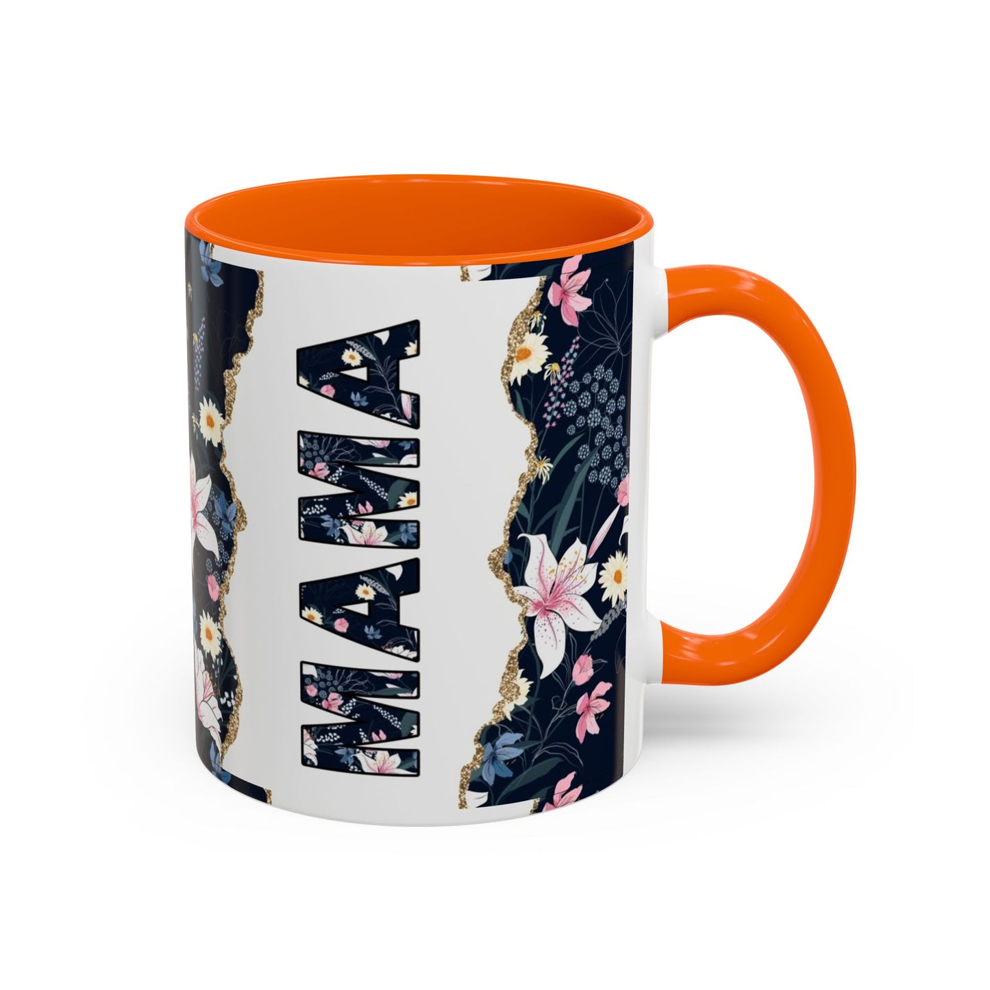 Personalized Floral 'Mama' Accent Coffee Mug - 11/15oz