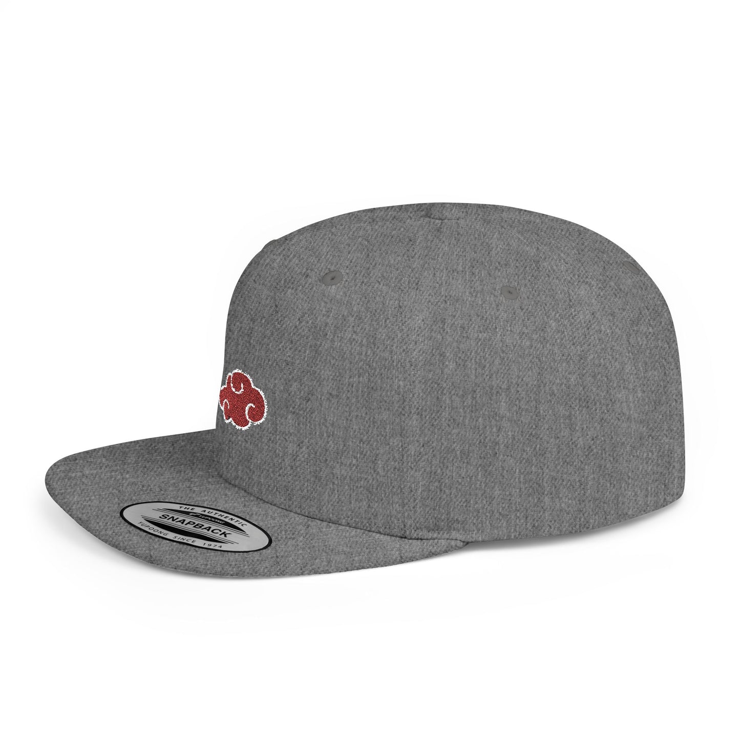 Stylish Flat Bill Snapback Hat with Red Cloud Design