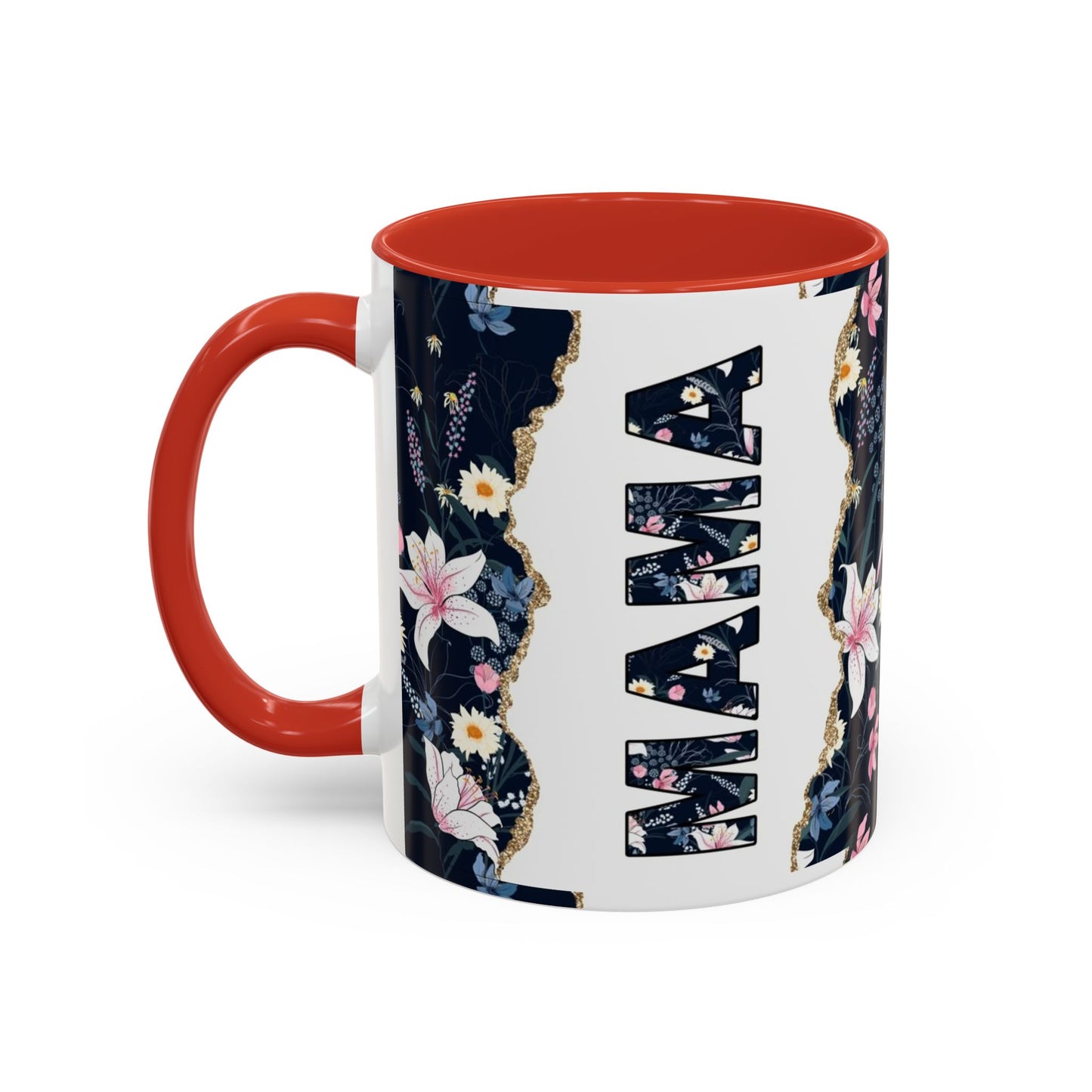 Personalized Floral 'Mama' Accent Coffee Mug - 11/15oz