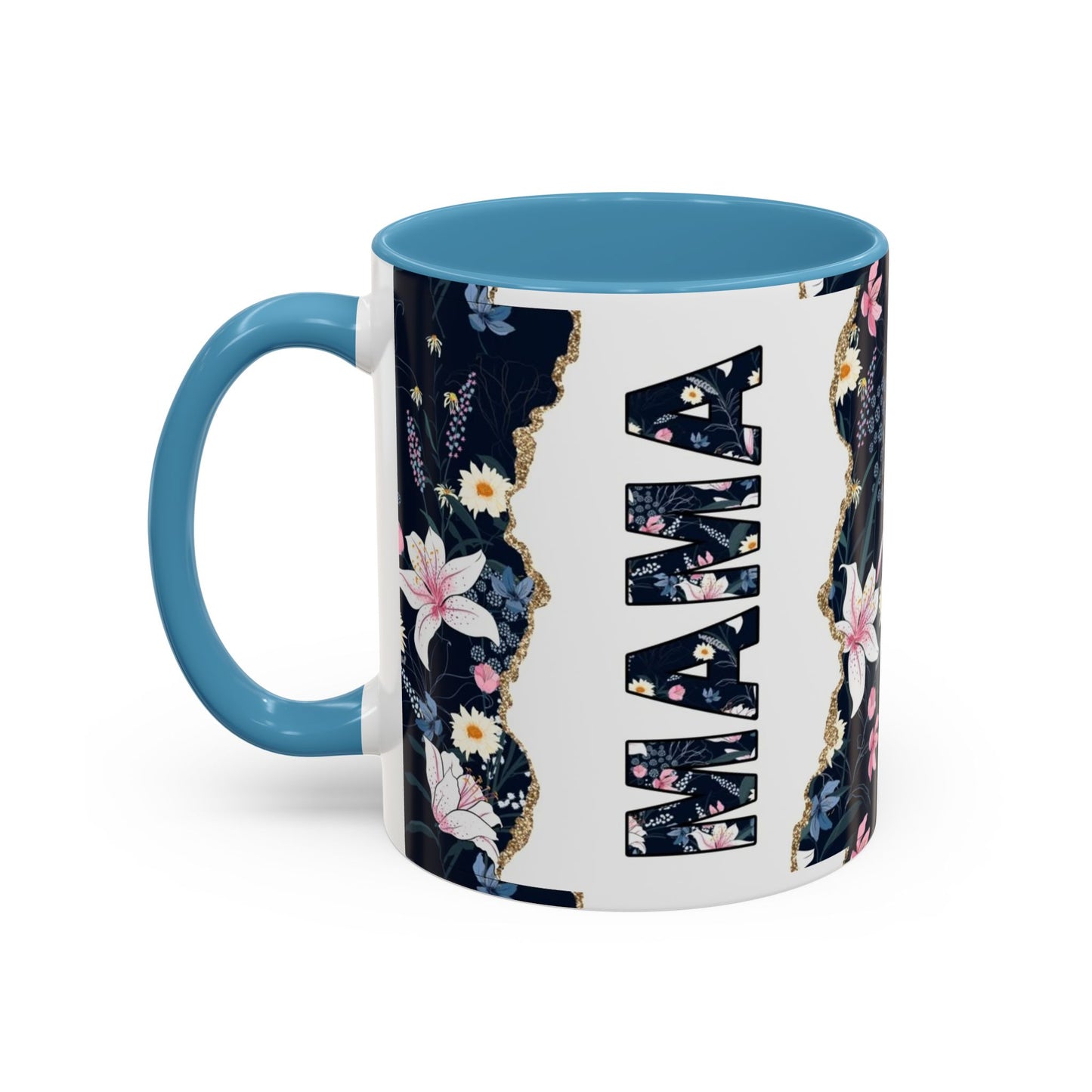 Personalized Floral 'Mama' Accent Coffee Mug - 11/15oz