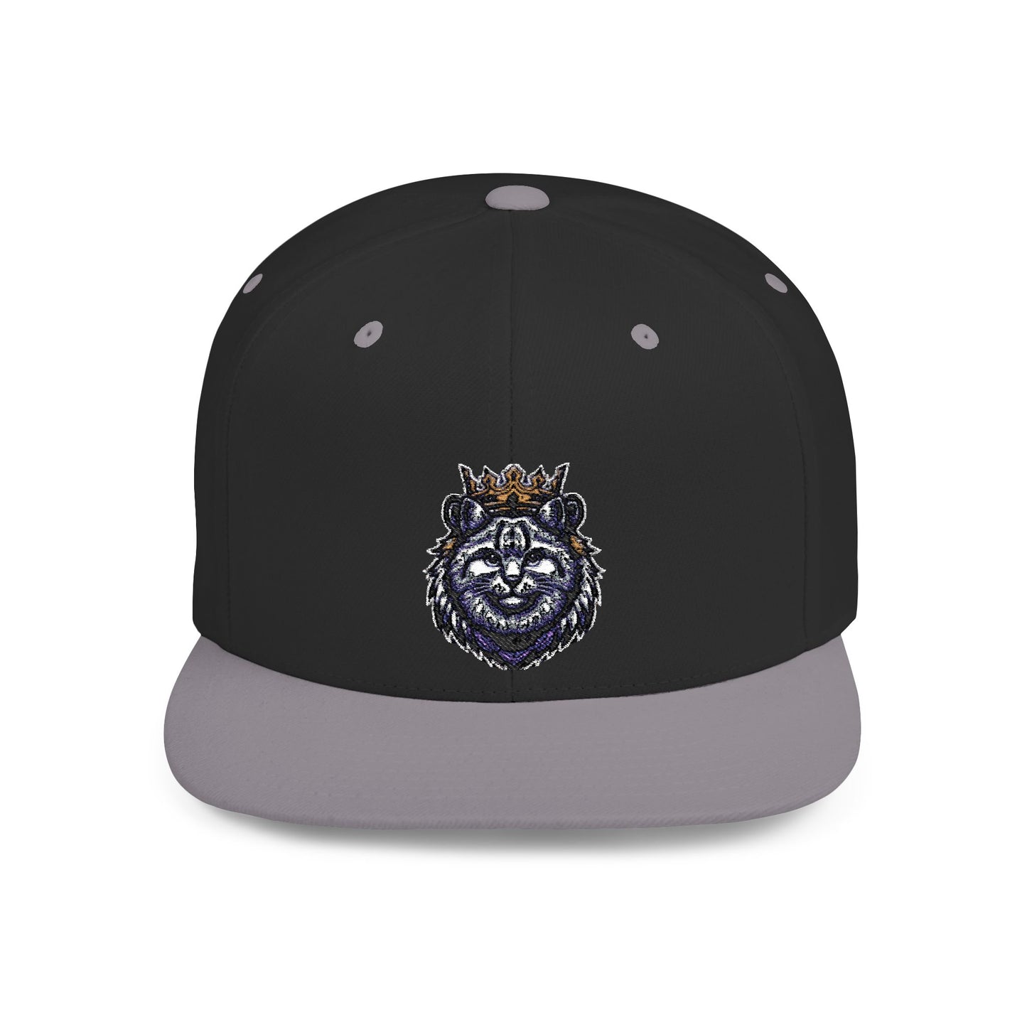 Crowned Lion Flat Bill Snapback Hat - Stylish Streetwear Cap