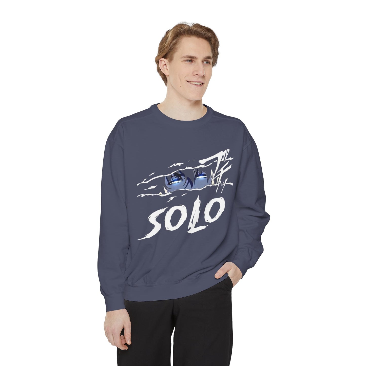 Unisex Garment-Dyed Sweatshirt - Cool Solo Vibe with Betrayed Design