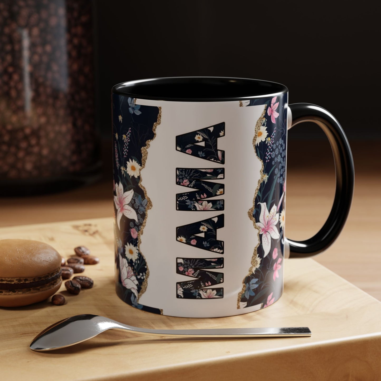 Personalized Floral 'Mama' Accent Coffee Mug - 11/15oz