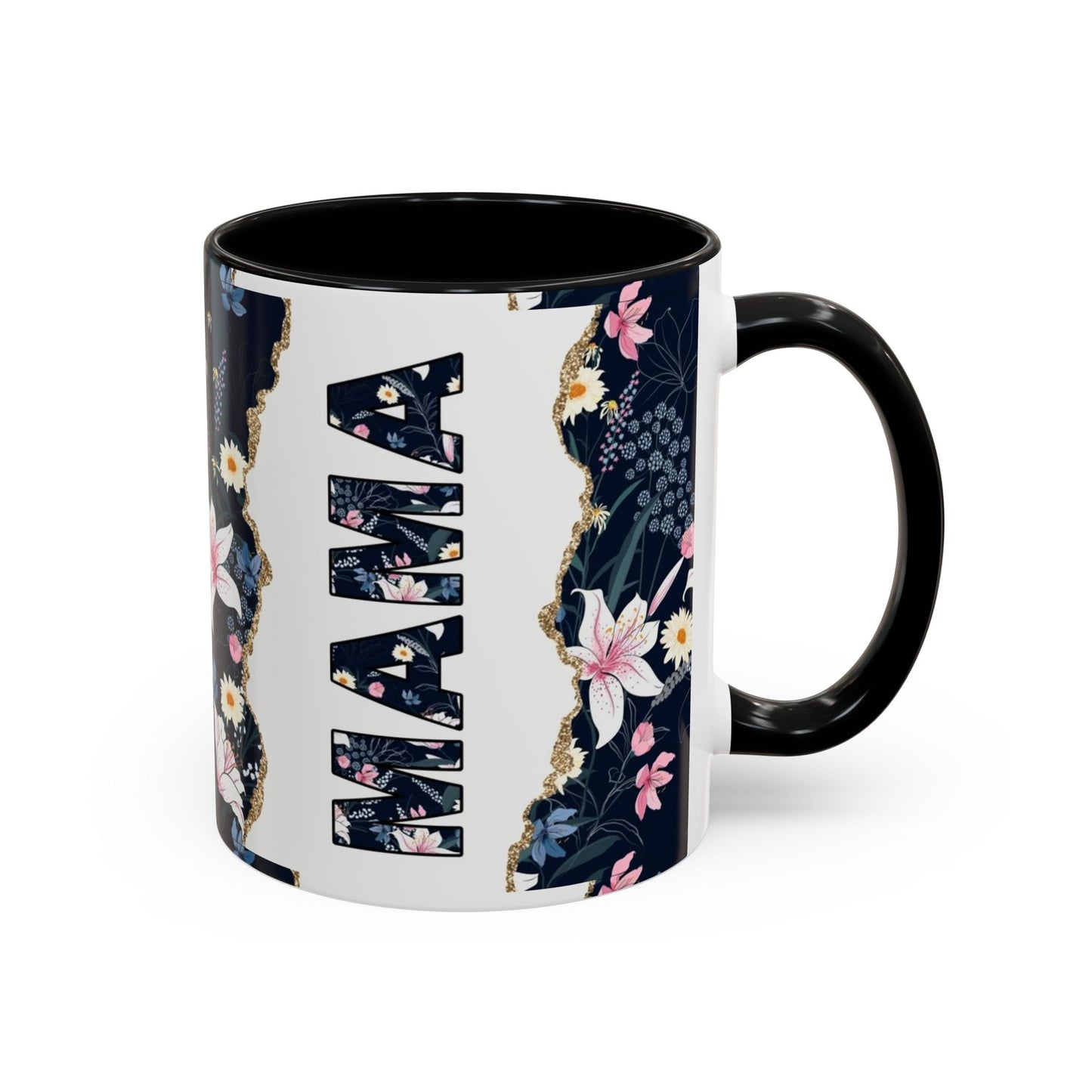Personalized Floral 'Mama' Accent Coffee Mug - 11/15oz