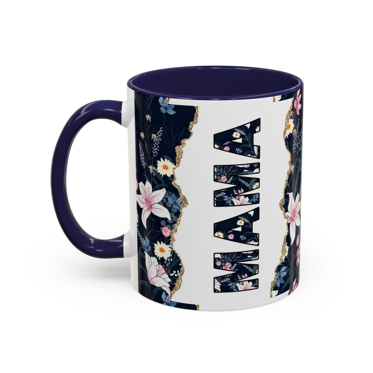 Personalized Floral 'Mama' Accent Coffee Mug - 11/15oz