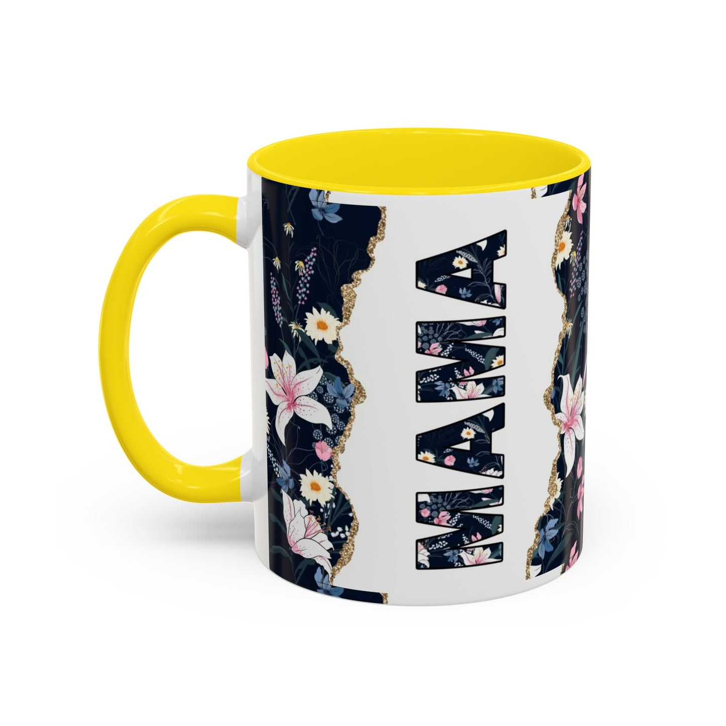Personalized Floral 'Mama' Accent Coffee Mug - 11/15oz