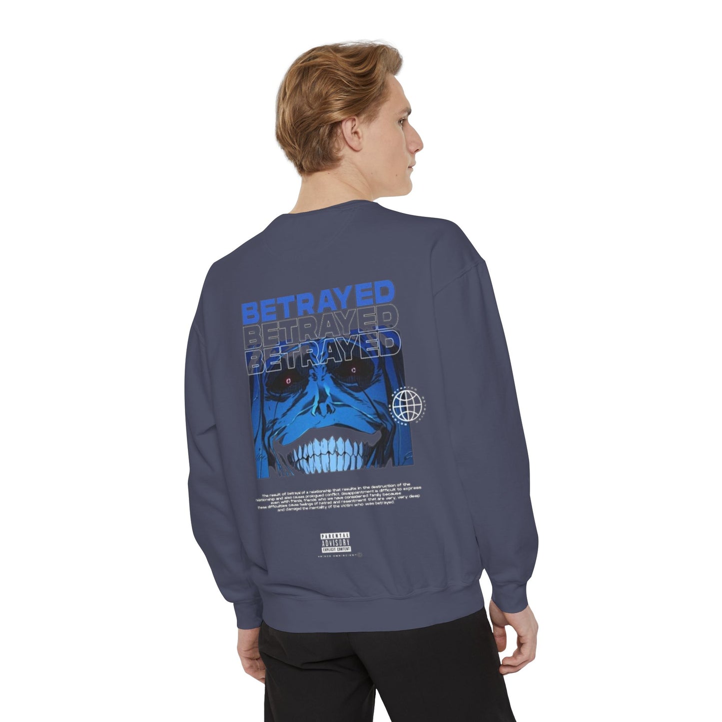 Unisex Garment-Dyed Sweatshirt - Cool Solo Vibe with Betrayed Design