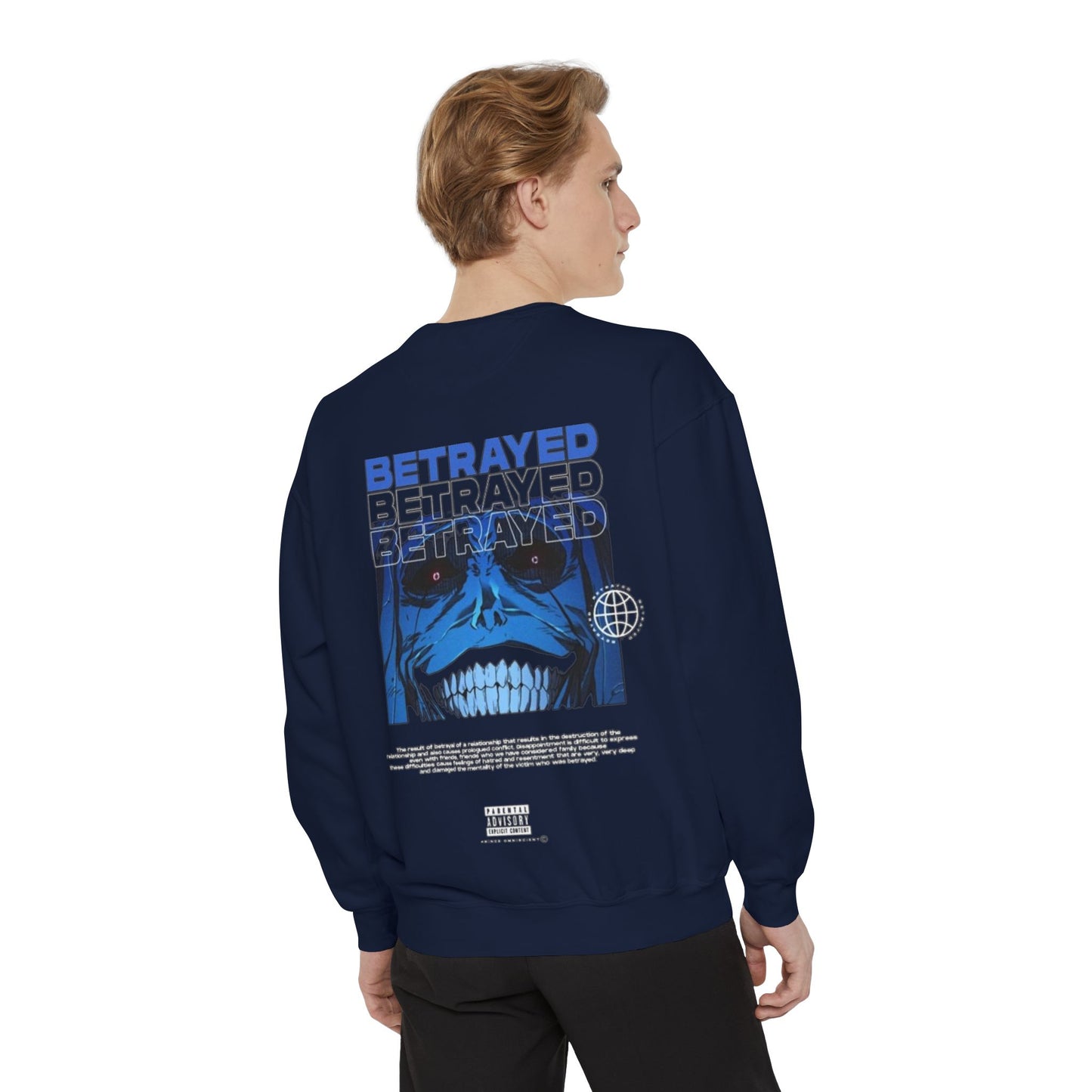 Unisex Garment-Dyed Sweatshirt - Cool Solo Vibe with Betrayed Design