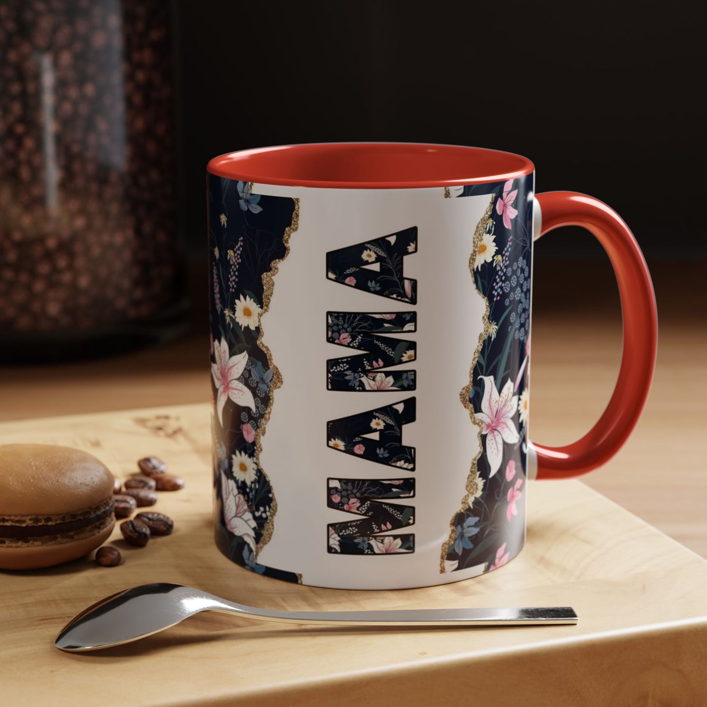 Personalized Floral 'Mama' Accent Coffee Mug - 11/15oz