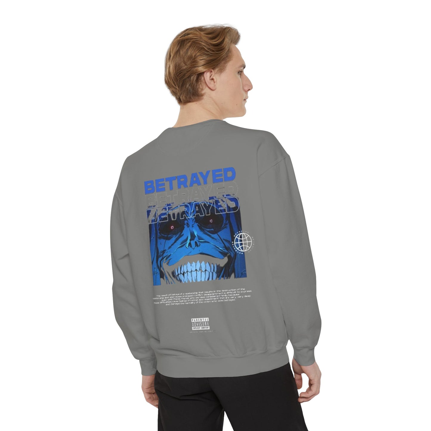 Unisex Garment-Dyed Sweatshirt - Cool Solo Vibe with Betrayed Design