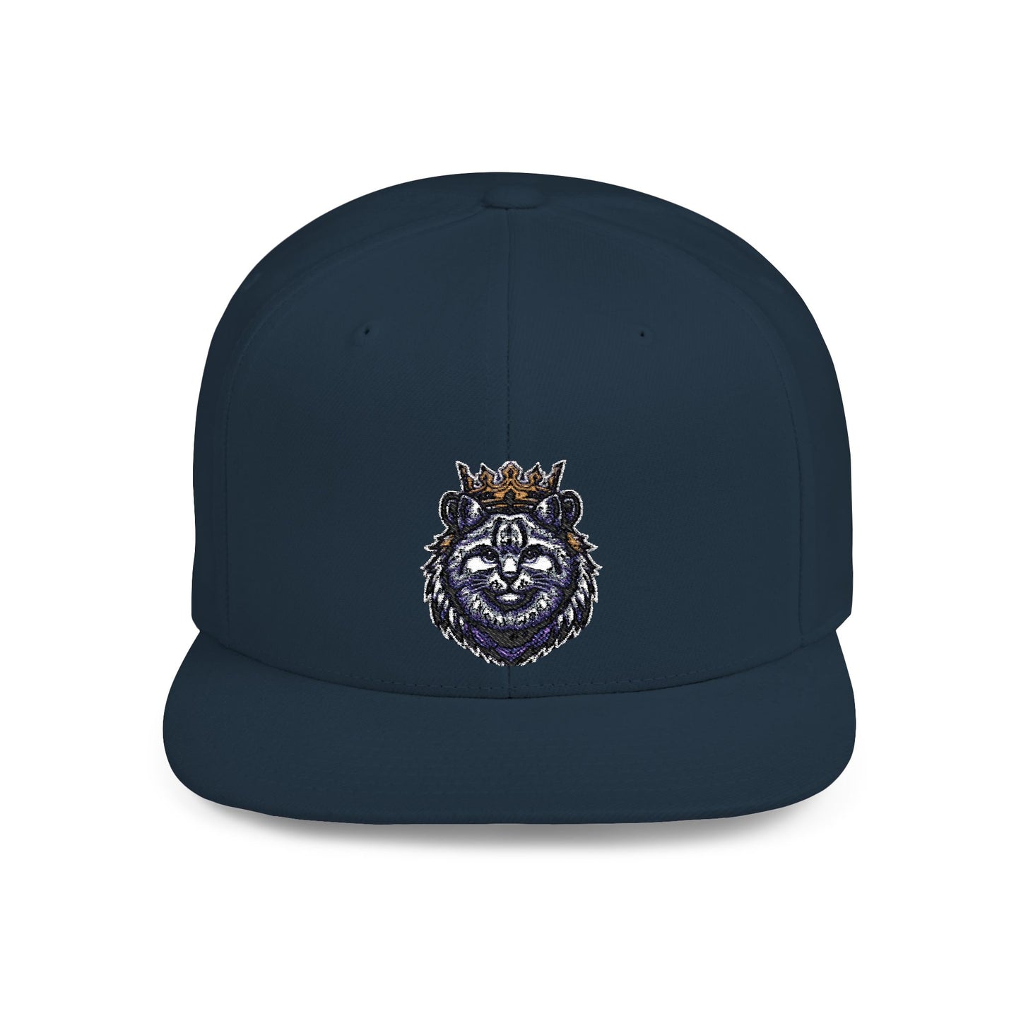 Crowned Lion Flat Bill Snapback Hat - Stylish Streetwear Cap