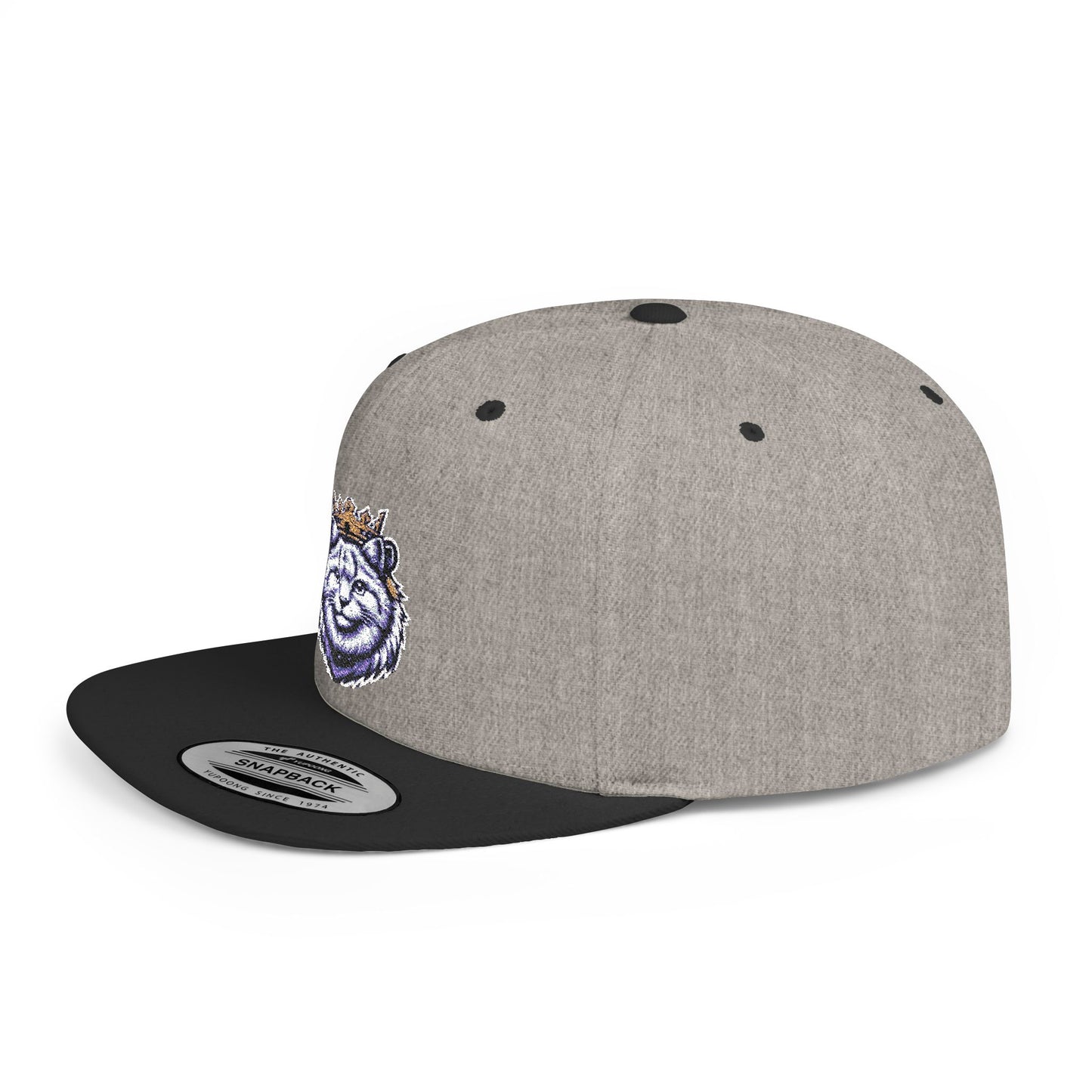 Crowned Lion Flat Bill Snapback Hat - Stylish Streetwear Cap