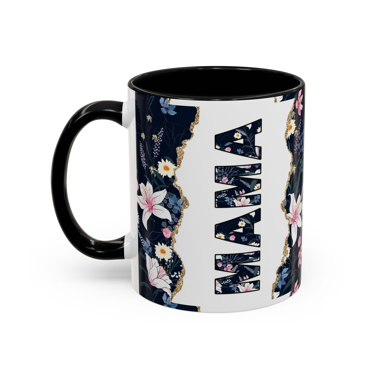 Personalized Floral 'Mama' Accent Coffee Mug - 11/15oz