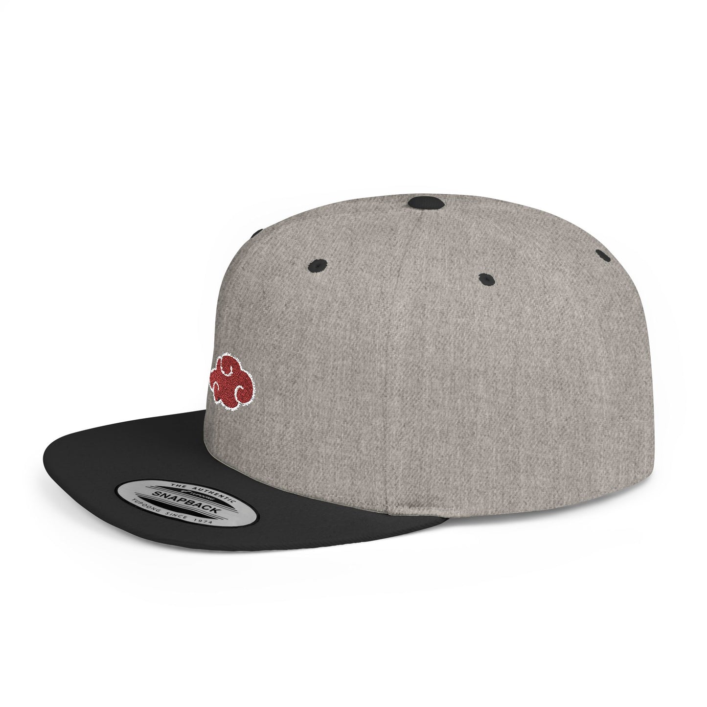 Stylish Flat Bill Snapback Hat with Red Cloud Design