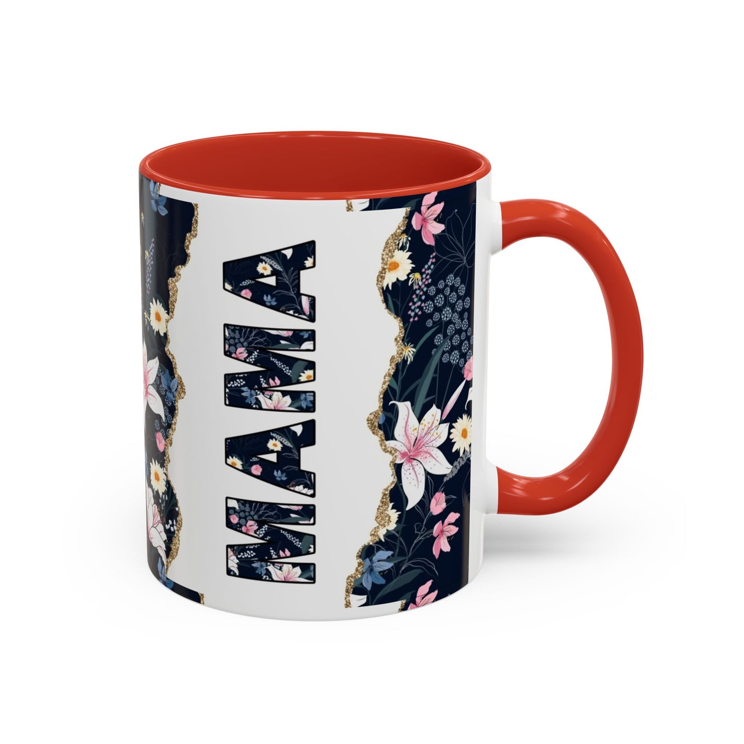 Personalized Floral 'Mama' Accent Coffee Mug - 11/15oz