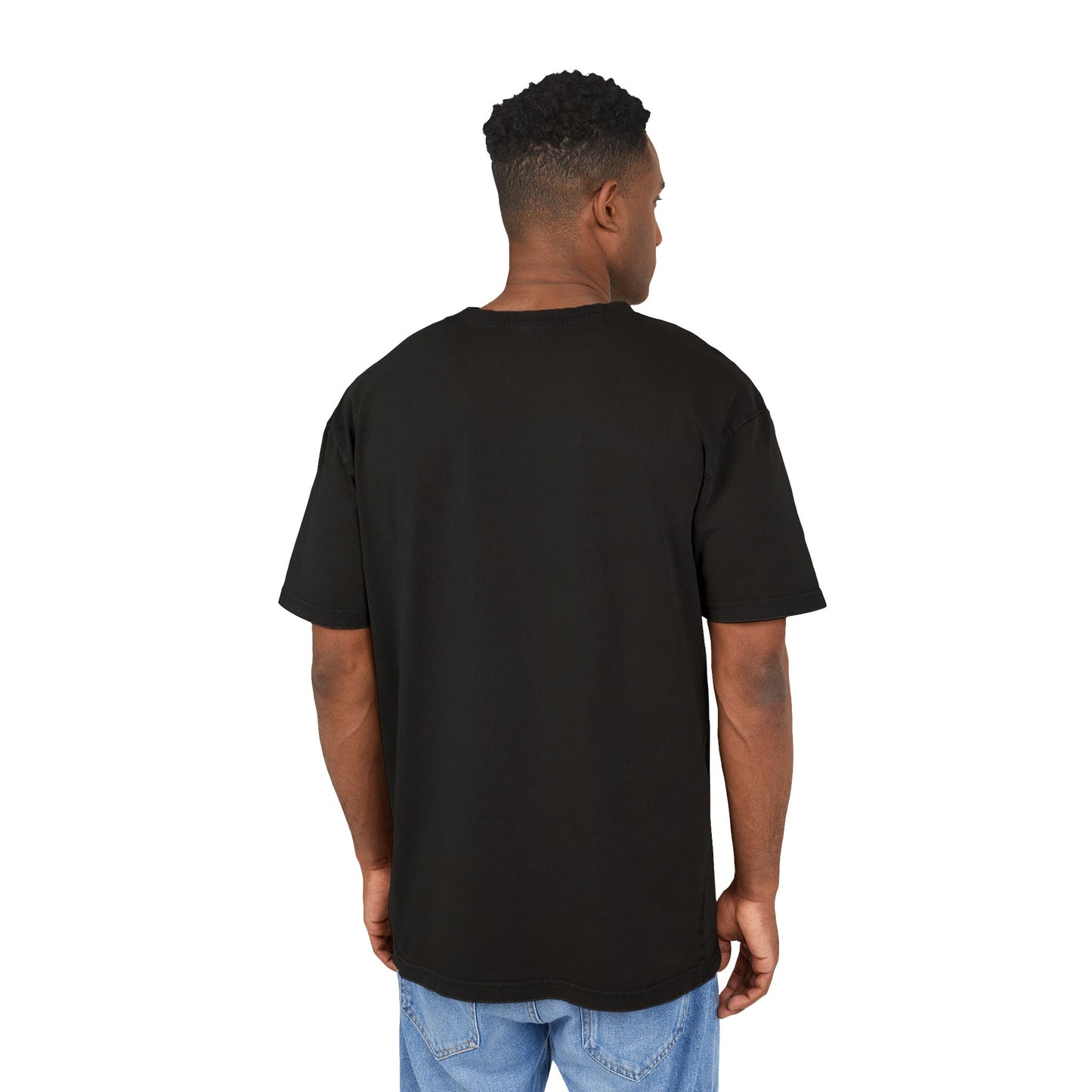 Acid Washed Oversize Tee with Alien and Mushroom Design