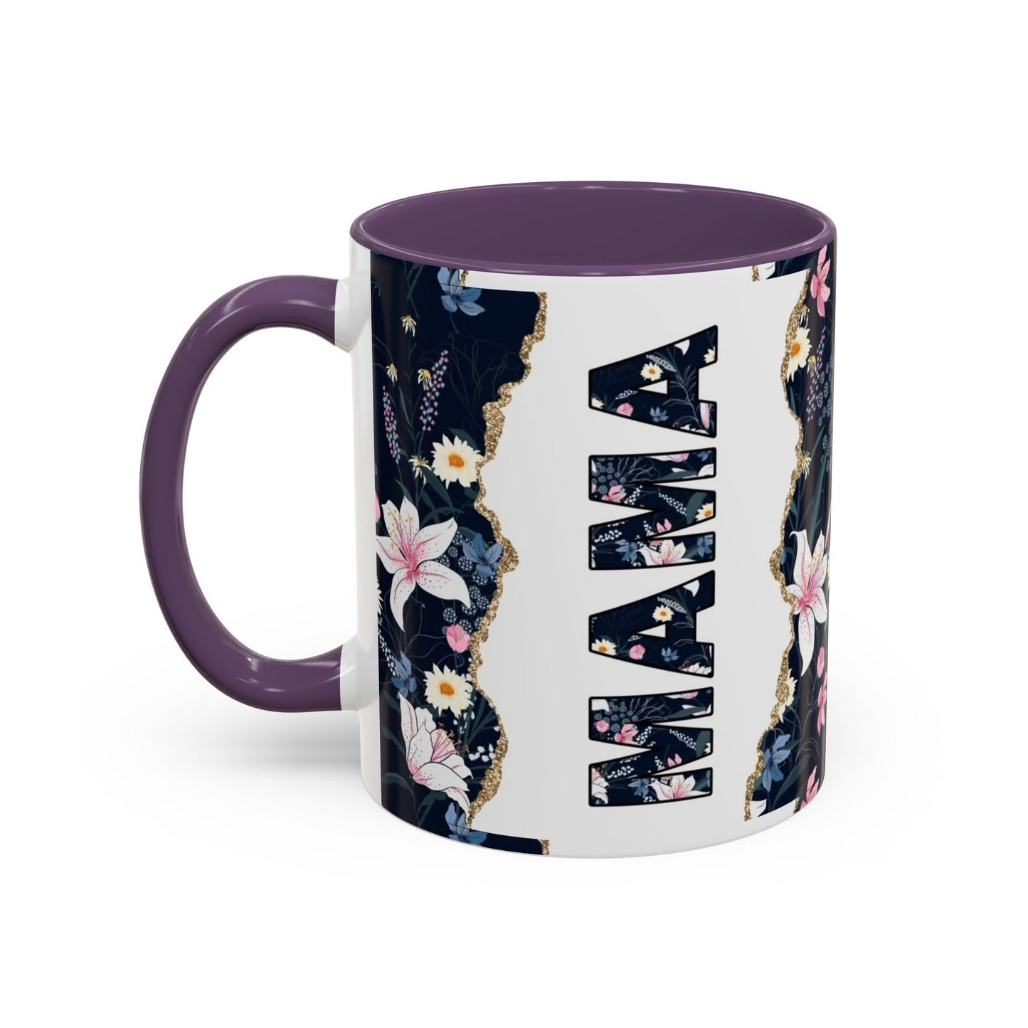 Personalized Floral 'Mama' Accent Coffee Mug - 11/15oz