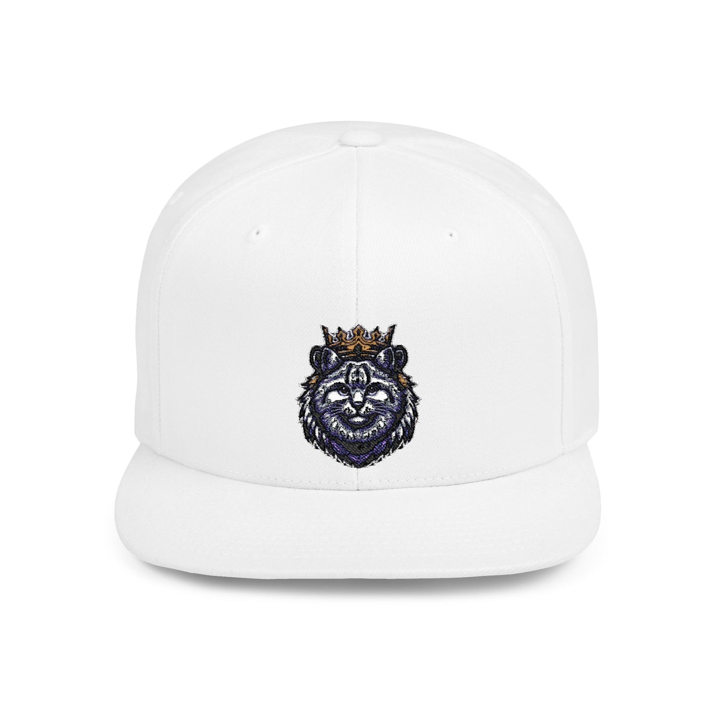 Crowned Lion Flat Bill Snapback Hat - Stylish Streetwear Cap