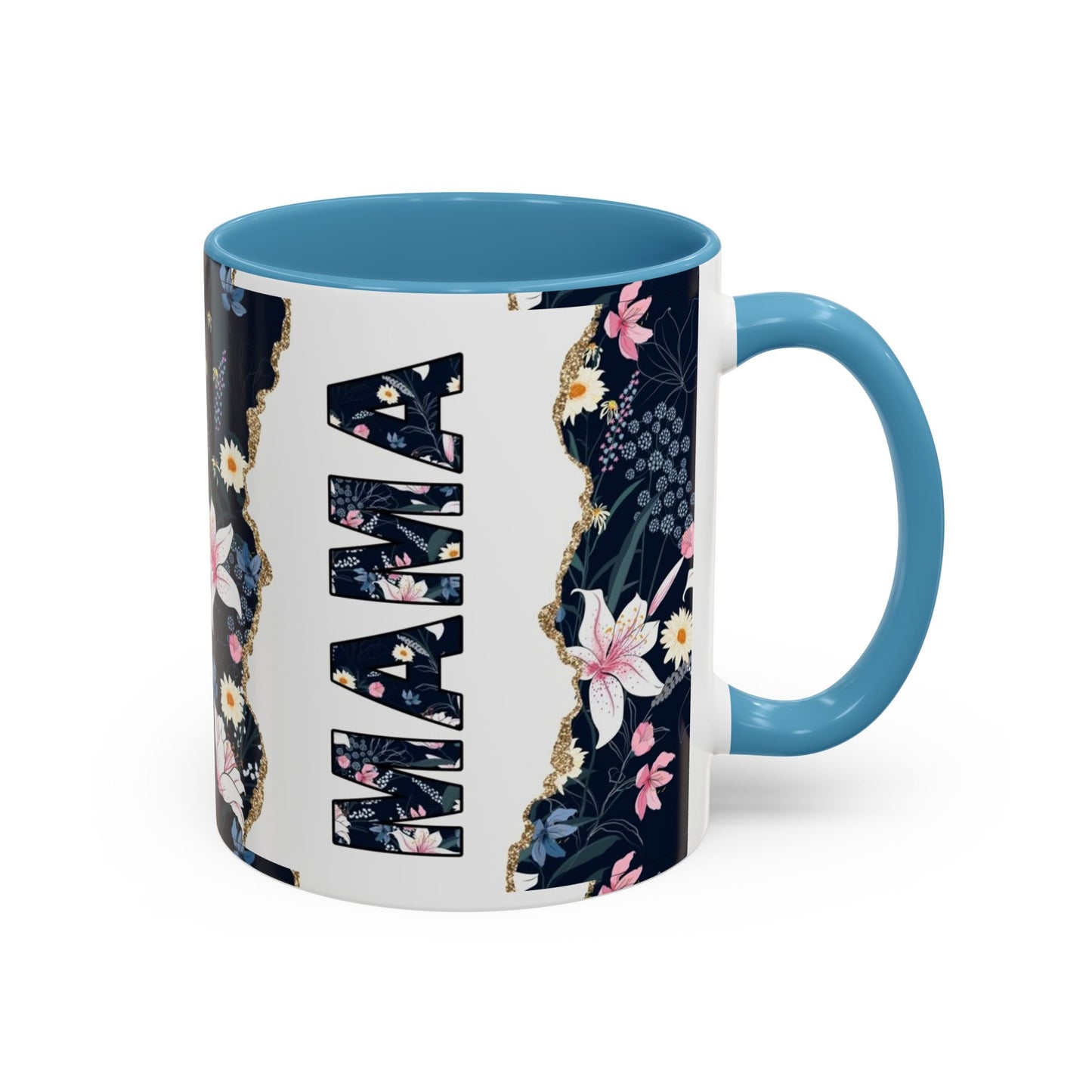 Personalized Floral 'Mama' Accent Coffee Mug - 11/15oz