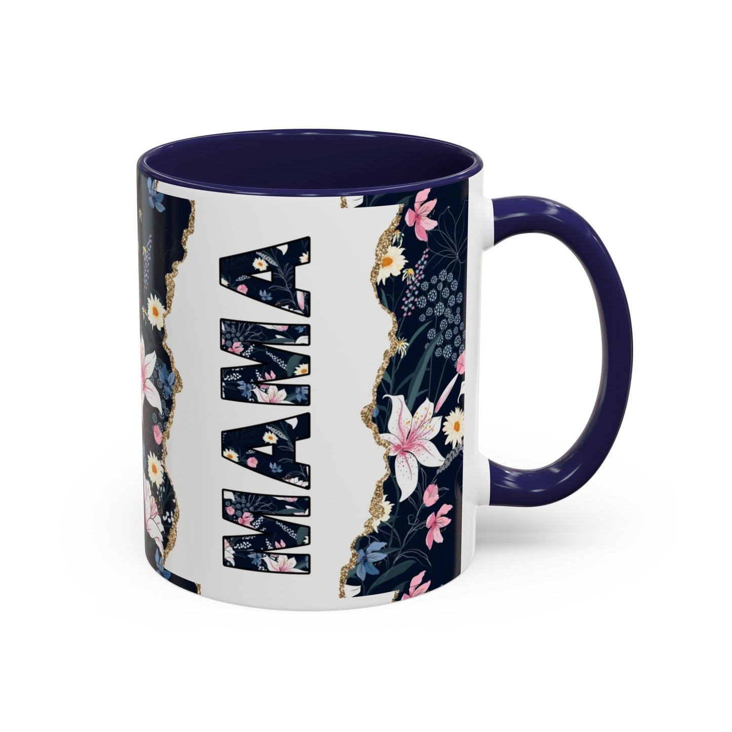 Personalized Floral 'Mama' Accent Coffee Mug - 11/15oz