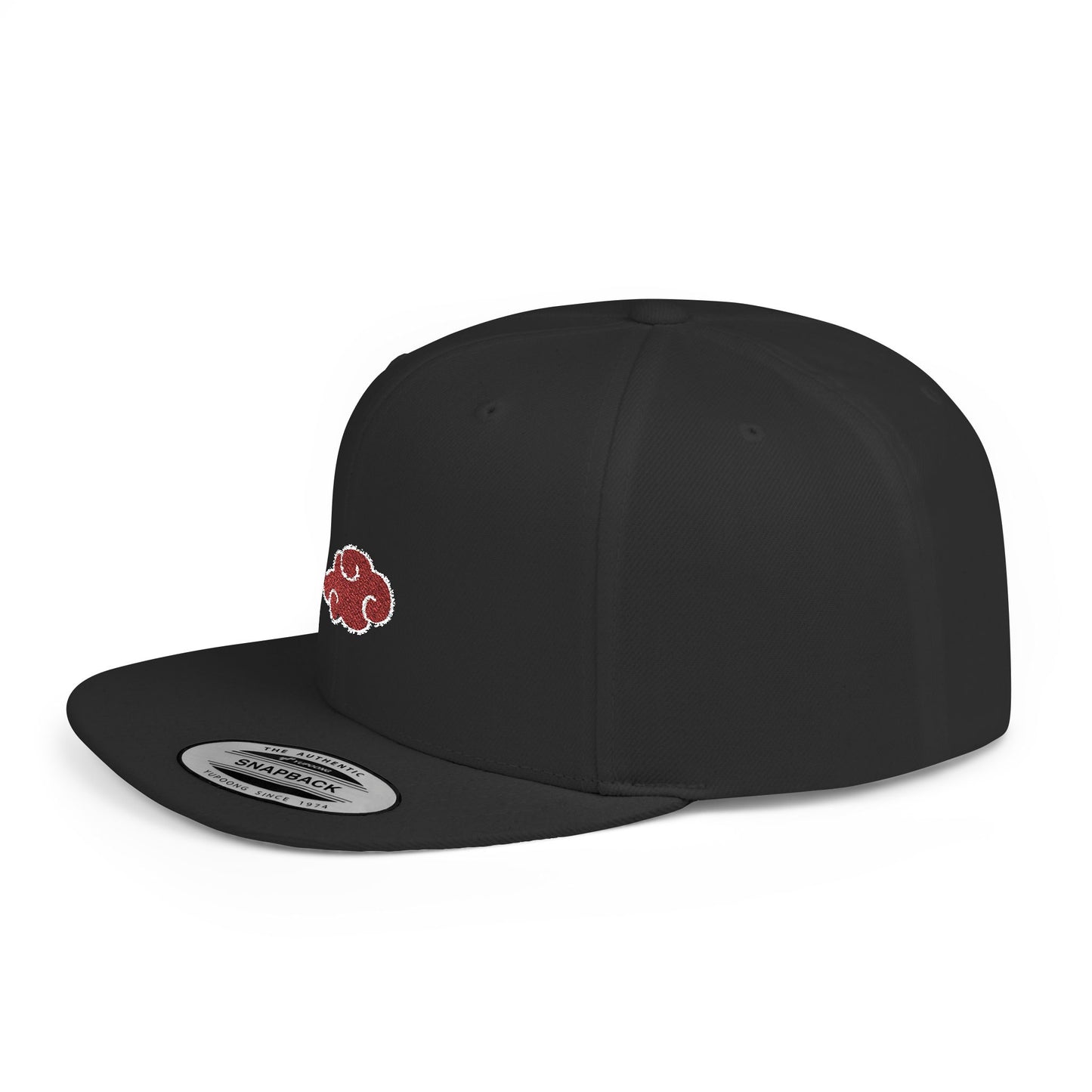 Stylish Flat Bill Snapback Hat with Red Cloud Design
