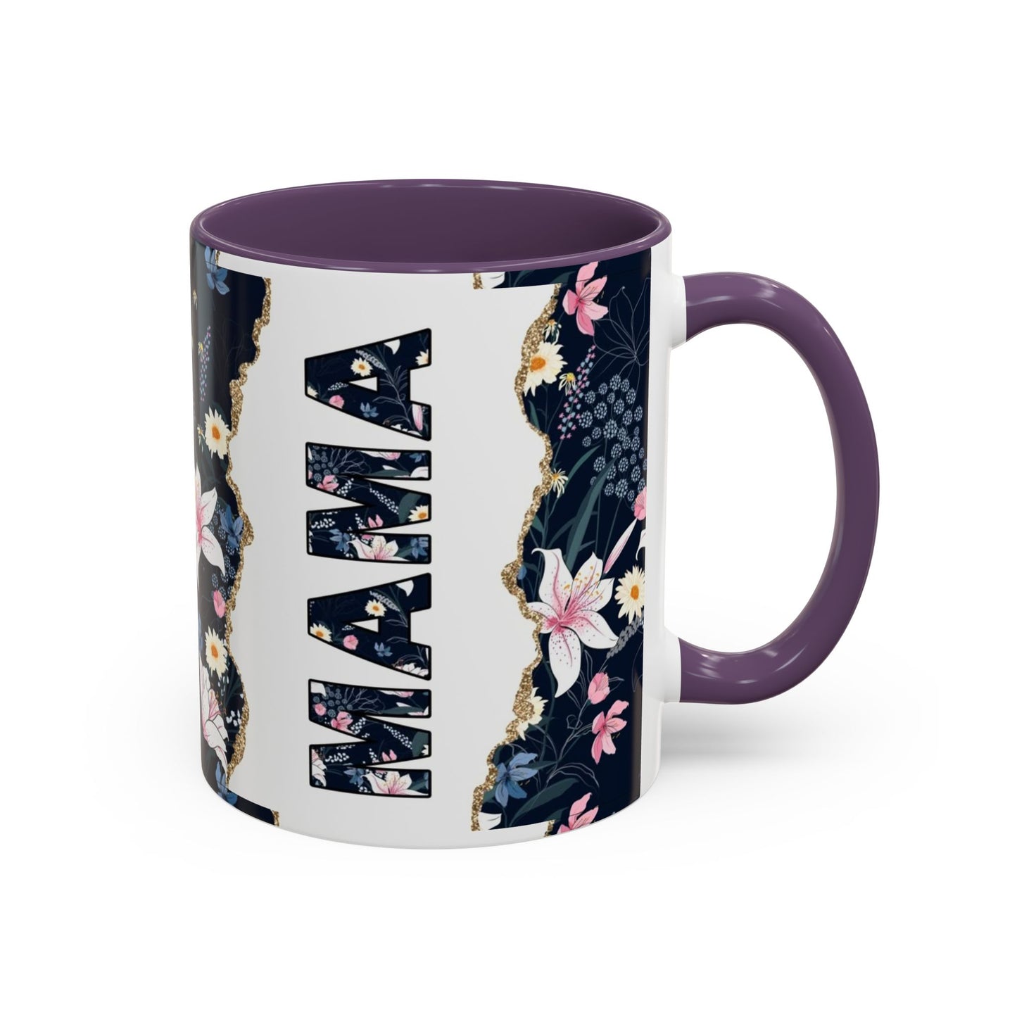 Personalized Floral 'Mama' Accent Coffee Mug - 11/15oz