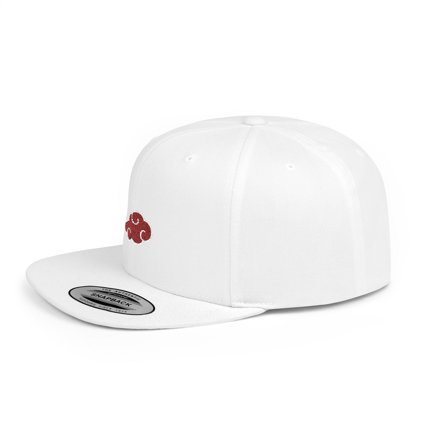 Stylish Flat Bill Snapback Hat with Red Cloud Design