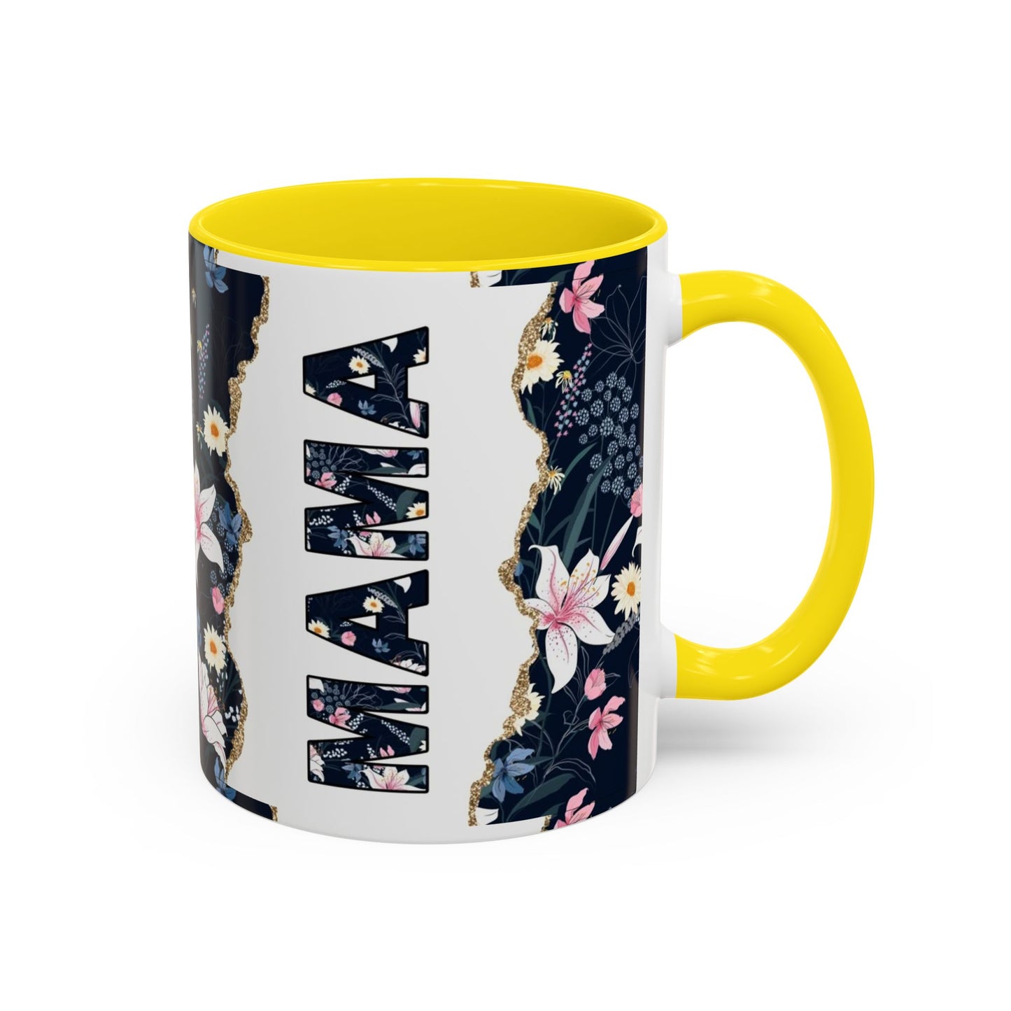 Personalized Floral 'Mama' Accent Coffee Mug - 11/15oz