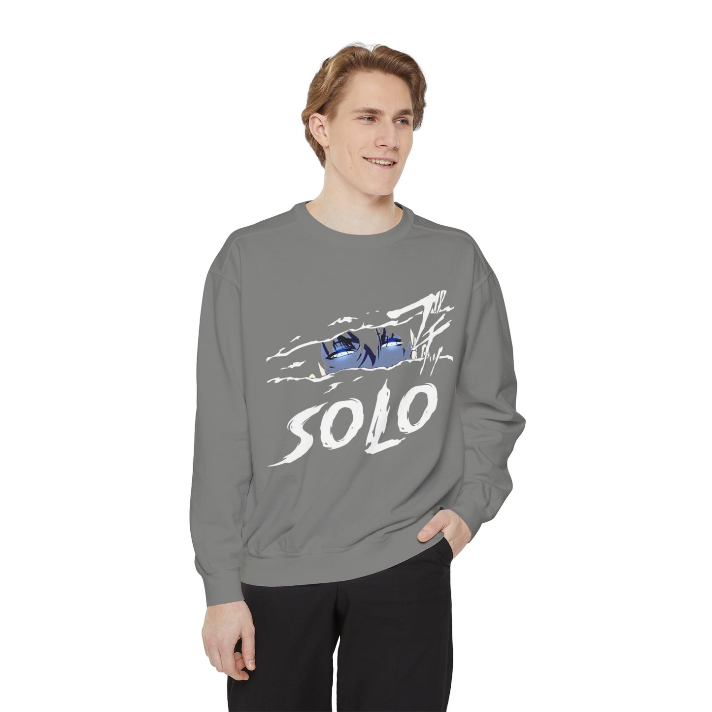 Unisex Garment-Dyed Sweatshirt - Cool Solo Vibe with Betrayed Design