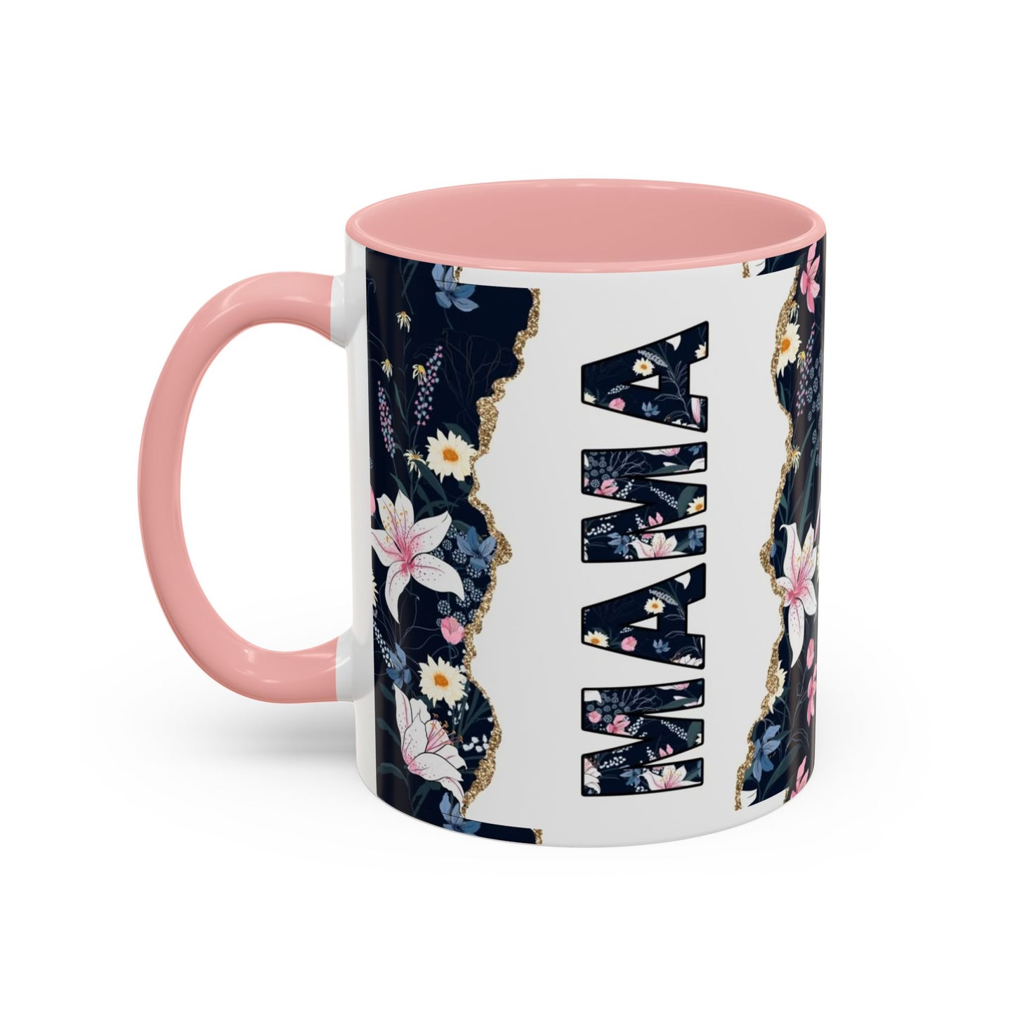 Personalized Floral 'Mama' Accent Coffee Mug - 11/15oz