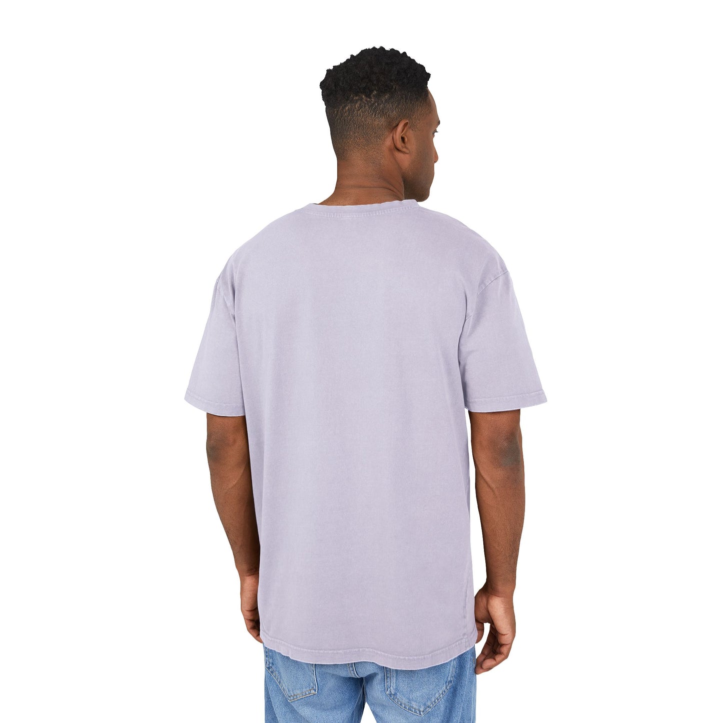 Acid Washed Oversize Tee with Alien and Mushroom Design