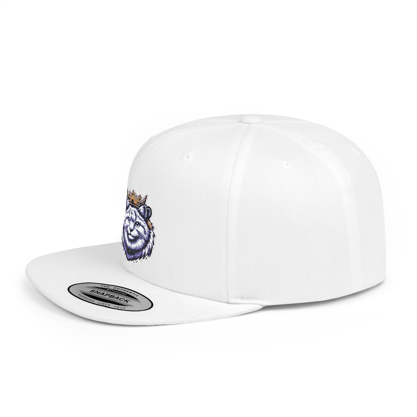 Crowned Lion Flat Bill Snapback Hat - Stylish Streetwear Cap