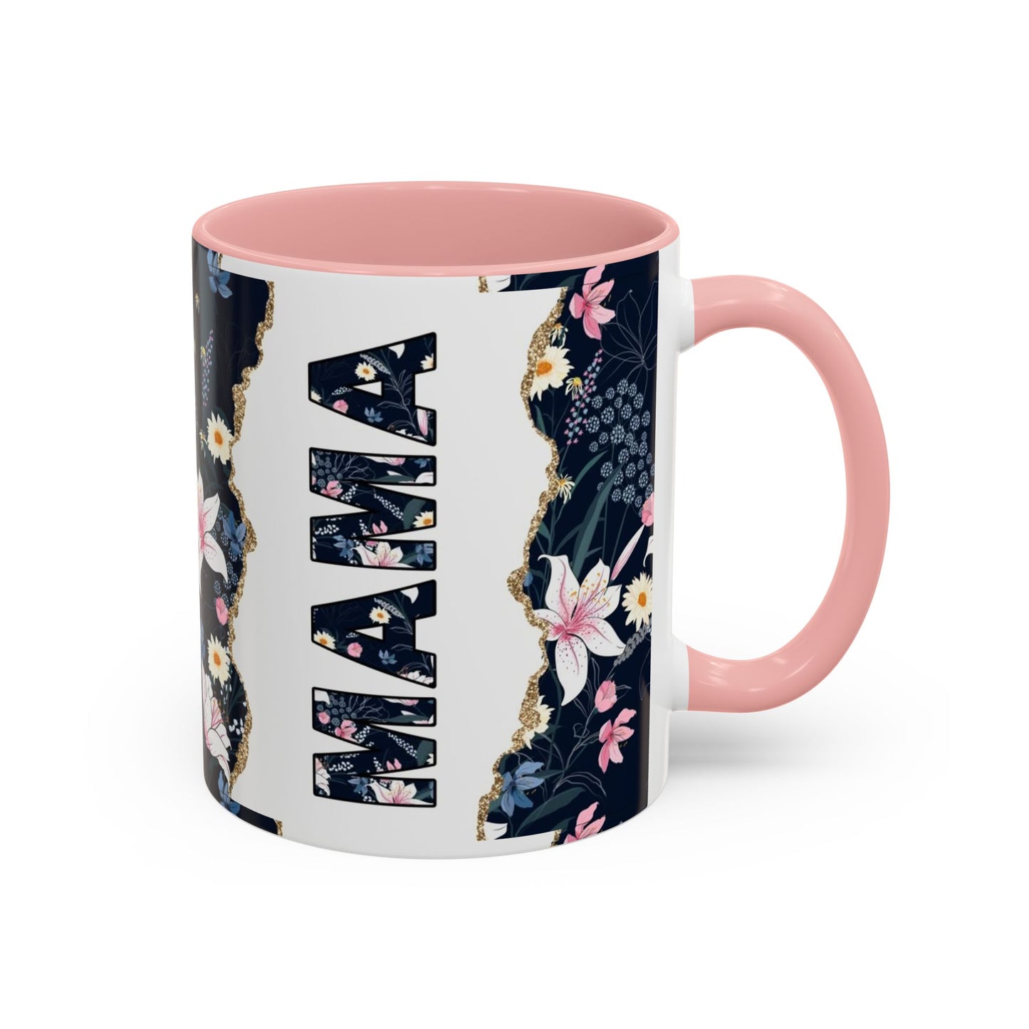 Personalized Floral 'Mama' Accent Coffee Mug - 11/15oz