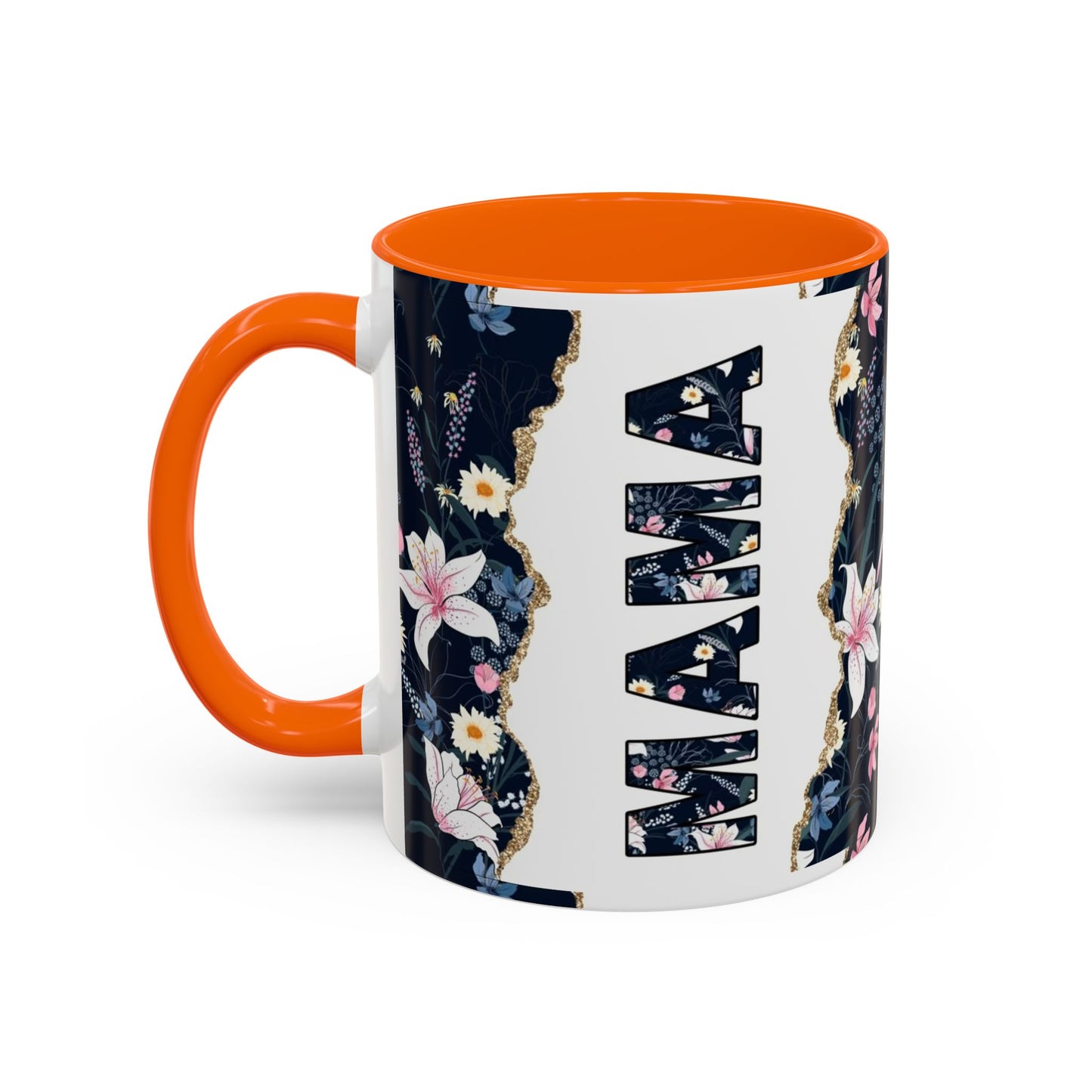 Personalized Floral 'Mama' Accent Coffee Mug - 11/15oz