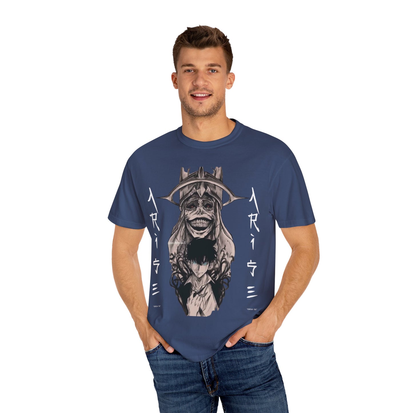 Unisex Garment-Dyed T-Shirt - Edgy Graphic Print for Fans of Anime & Streetwear