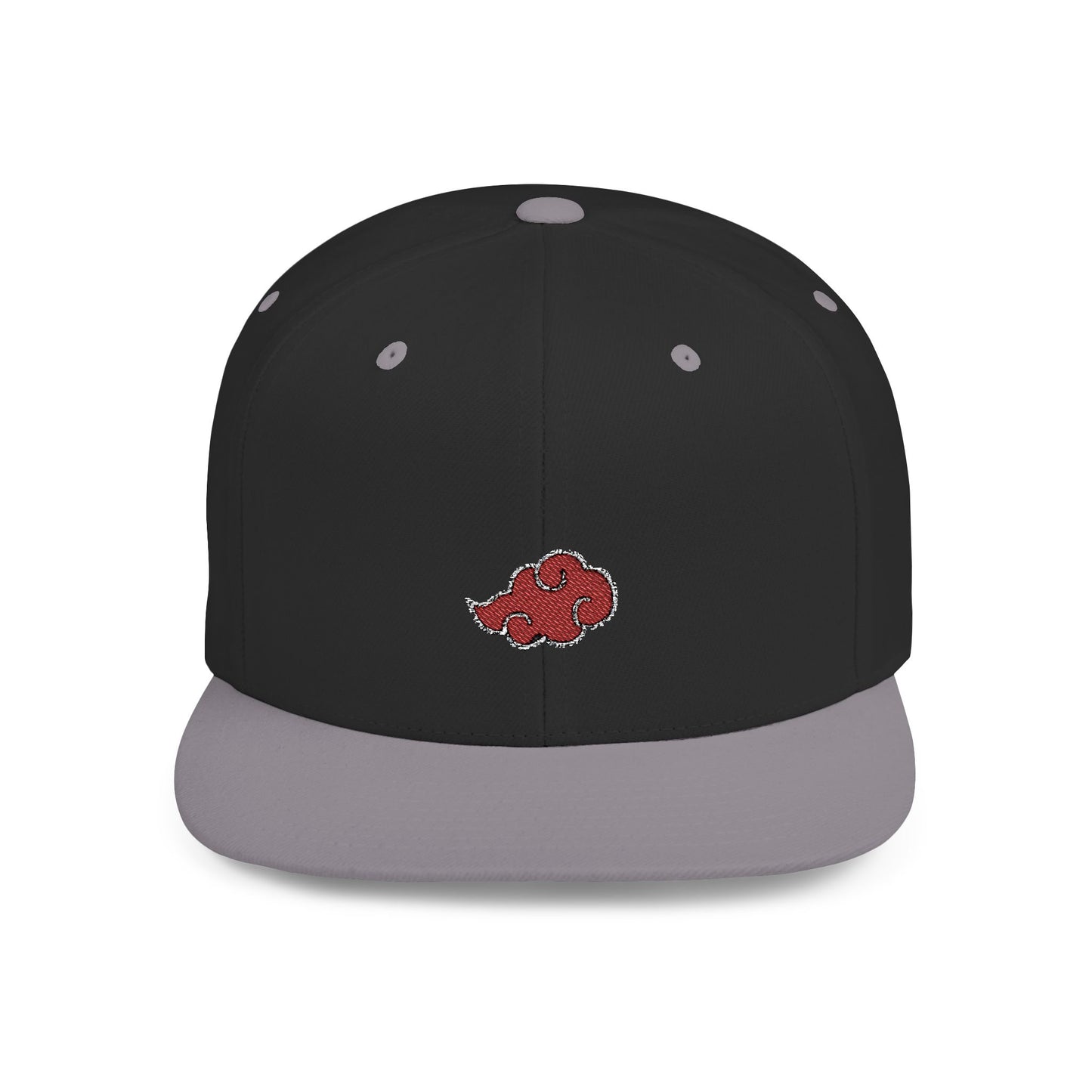 Stylish Flat Bill Snapback Hat with Red Cloud Design