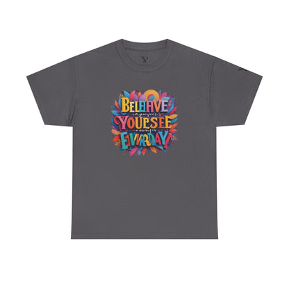 Inspirational Unisex Heavy Cotton Tee - "Believe in Yourself" Design