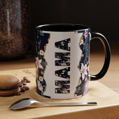 Personalized Floral 'Mama' Accent Coffee Mug - 11/15oz