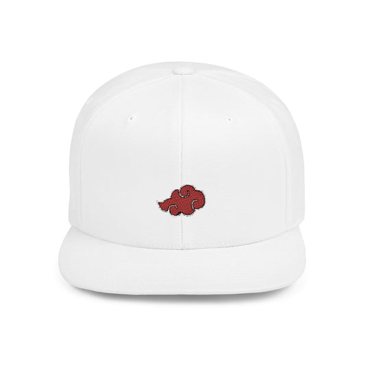 Stylish Flat Bill Snapback Hat with Red Cloud Design