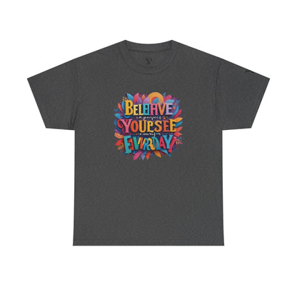 Inspirational Unisex Heavy Cotton Tee - "Believe in Yourself" Design