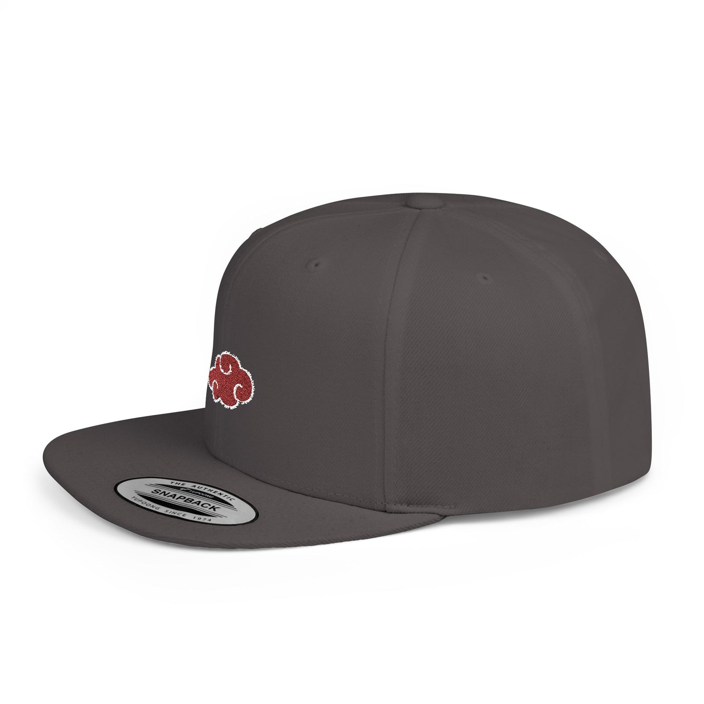 Stylish Flat Bill Snapback Hat with Red Cloud Design