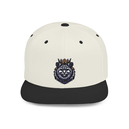 Crowned Lion Flat Bill Snapback Hat - Stylish Streetwear Cap