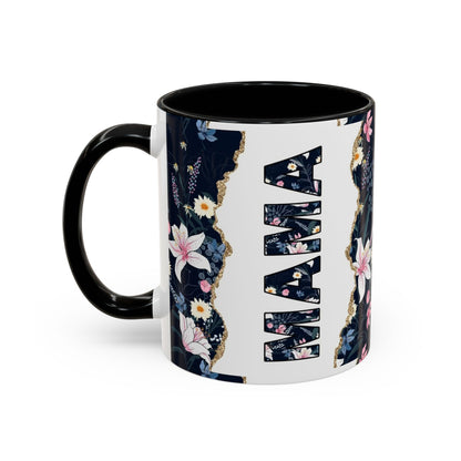 Personalized Floral 'Mama' Accent Coffee Mug - 11/15oz