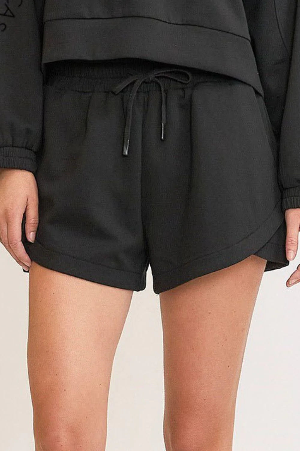 Umgee Full Size Drawstring Sweatshorts with Pockets plus Size