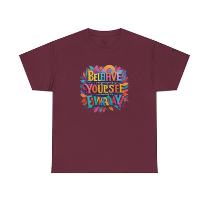 Inspirational Unisex Heavy Cotton Tee - "Believe in Yourself" Design