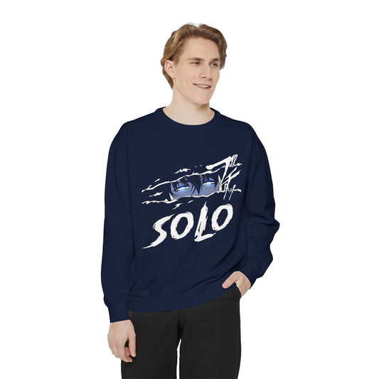 Unisex Garment-Dyed Sweatshirt - Cool Solo Vibe with Betrayed Design