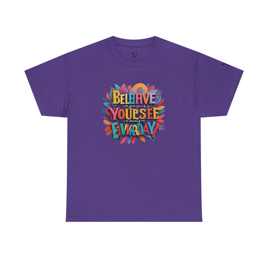 Inspirational Unisex Heavy Cotton Tee - "Believe in Yourself" Design