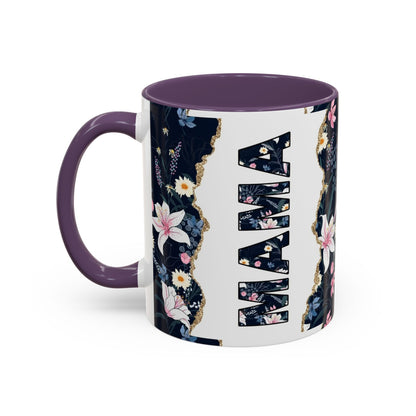 Personalized Floral 'Mama' Accent Coffee Mug - 11/15oz