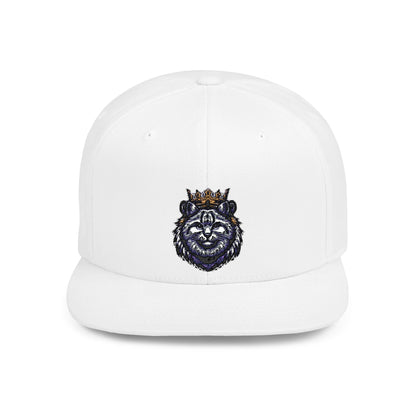 Crowned Lion Flat Bill Snapback Hat - Stylish Streetwear Cap