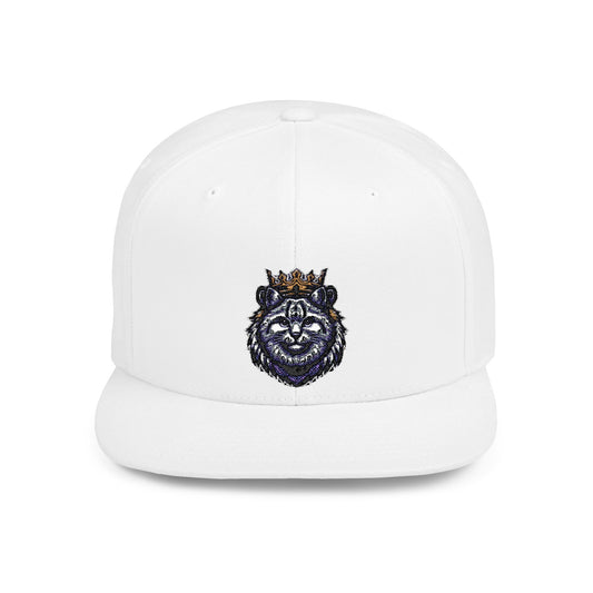 Crowned Lion Flat Bill Snapback Hat - Stylish Streetwear Cap